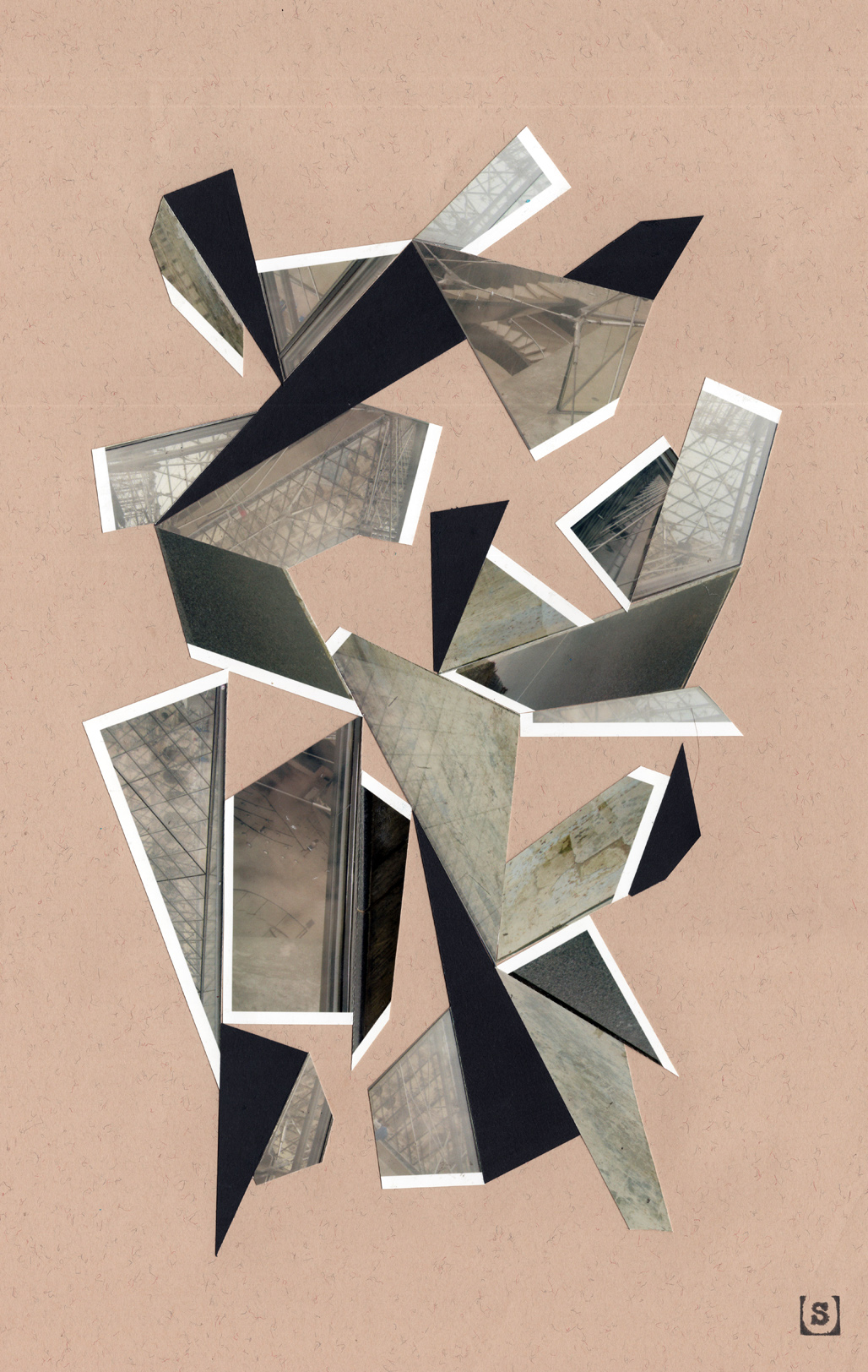 louvre pyramid abstract art collage